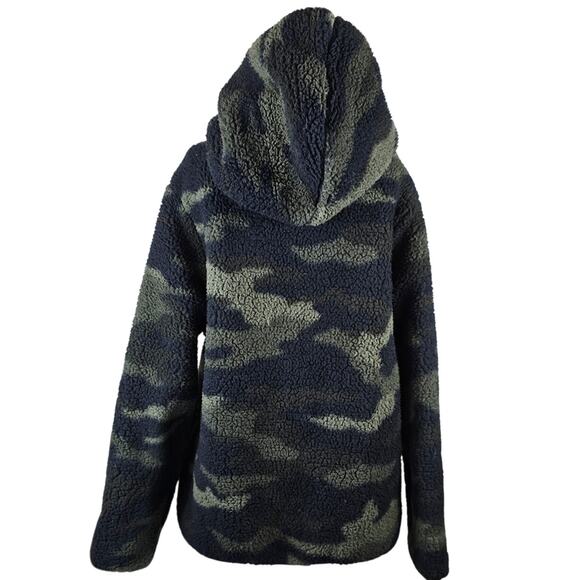 Victoria Secret Pink Black Camoflauge Reversible Womens Sherpa Jacket L - Picture 3 of 8